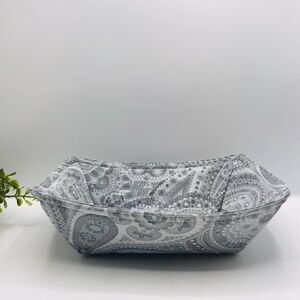 Microwave Cozy For Takeout Containers Reversible, Neutrals Gray Paisley